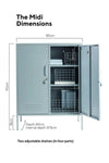 Mustard Made Locker The Midi Ocean with adjustable shelves and storage compartments, 110cm height, 85cm width, 40cm depth
