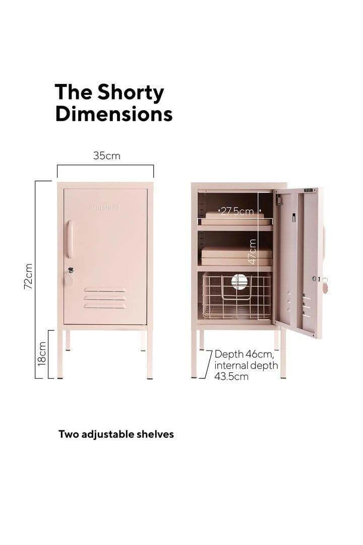 Mustard Made Locker The Shorty Blush with two adjustable shelves and lock in soft pink color