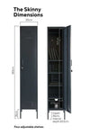 Mustard Made Locker The Skinny Slate tall slim metal locker with adjustable shelves and lock in dark slate color