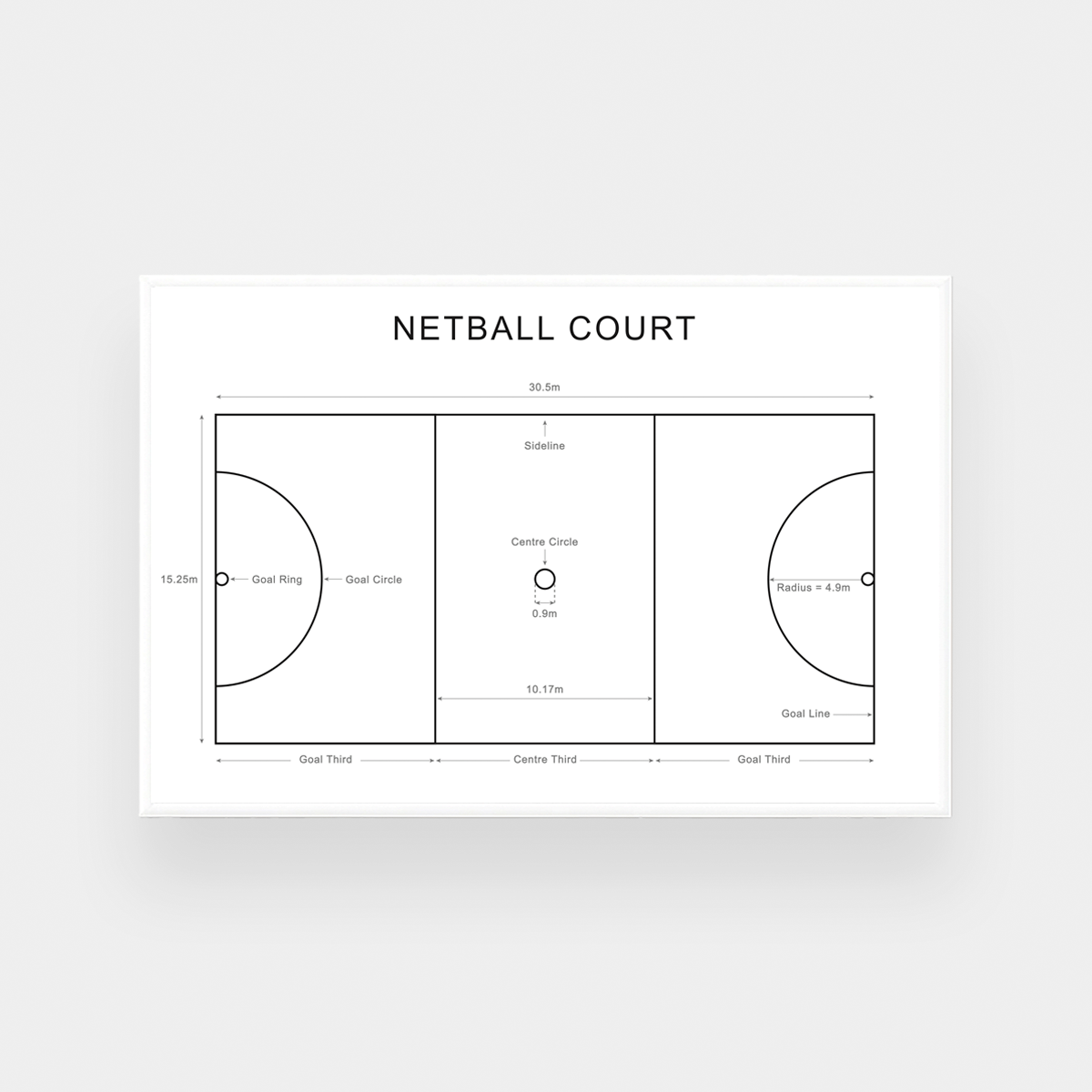norsu interiors Prints Netball Court Lines Print - Various Sizes (7711146082553)