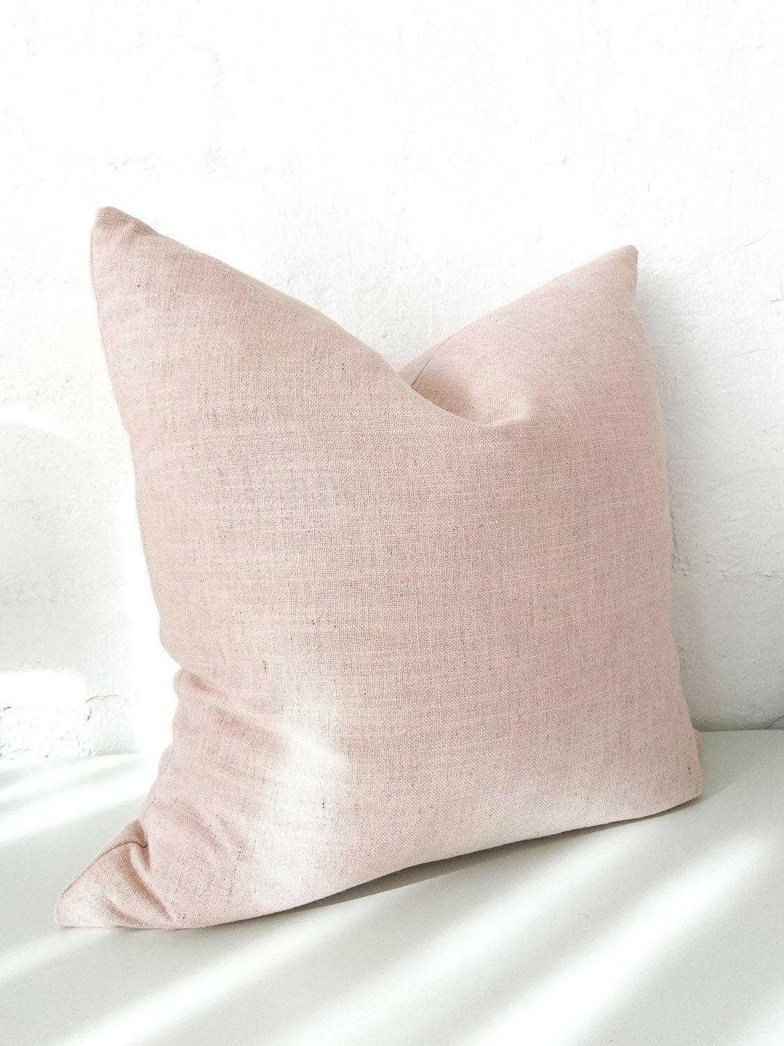 Soft pink norsu cushion Lexus Rosewater made with Warwick fabric and feather down filling, handmade in Melbourne