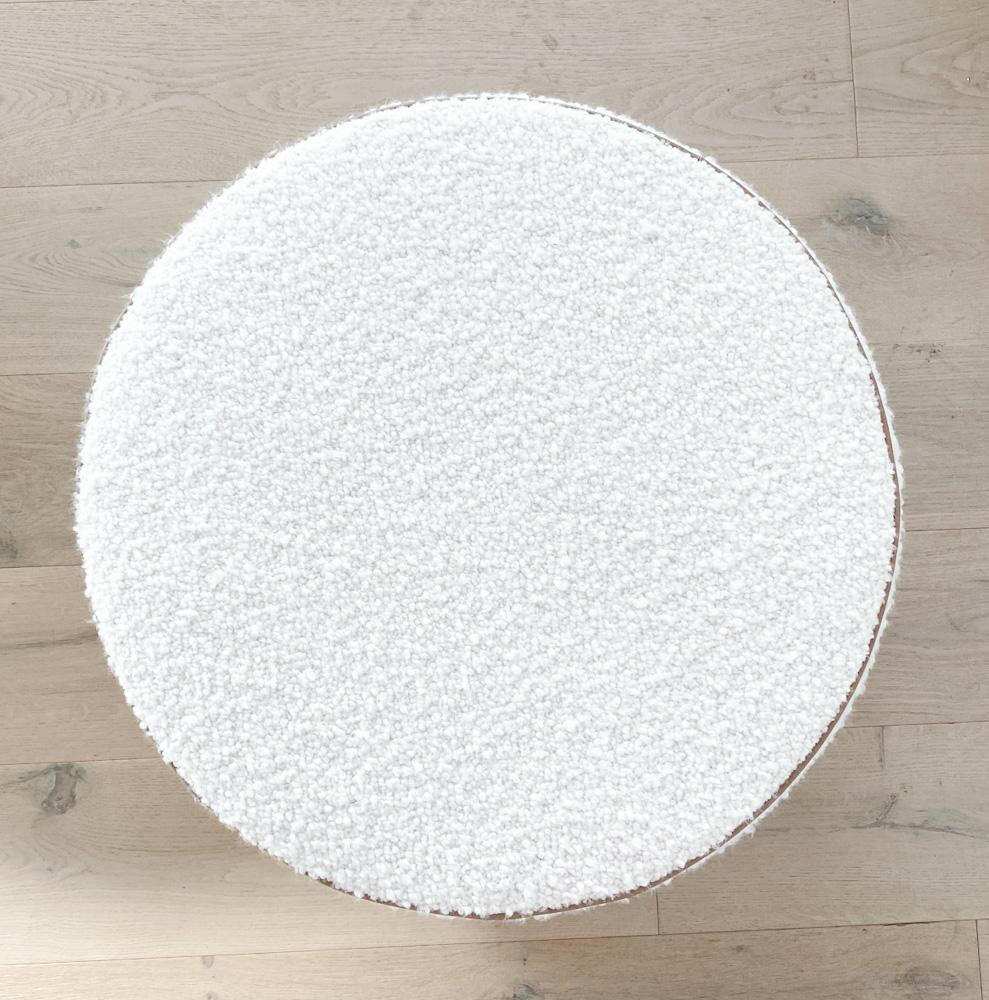 norsu interiors Ottomans norsu Ottoman, Bouclé Ivory with Leather Piping (Various Sizes) (6299338375356)