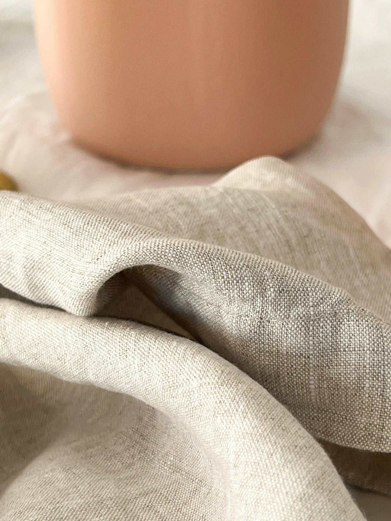 Rendr 100% linen natural napkins set of four made from European flax with soft, prewashed fabric and large hem.
