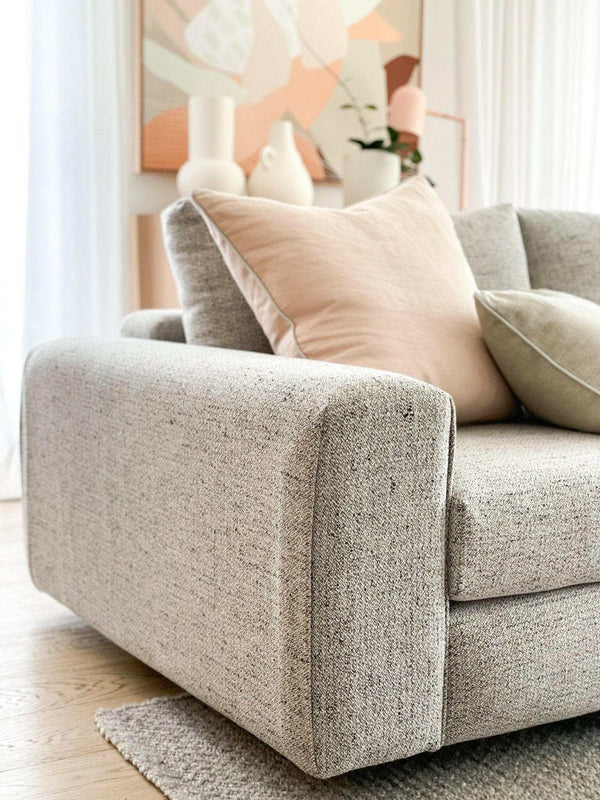 norsuHOME sofa close-up of a comfortable, durable, and stylish Australian-made sofa with soft cushions in a modern living room