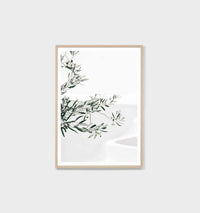 Middle of Nowhere Olive Courtyard photographic print framed in oak with glass, modern minimalist wall art.