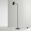 Charcoal Pia floor lamp with architectural lines and adjustable head, suitable for bedroom or office lighting.