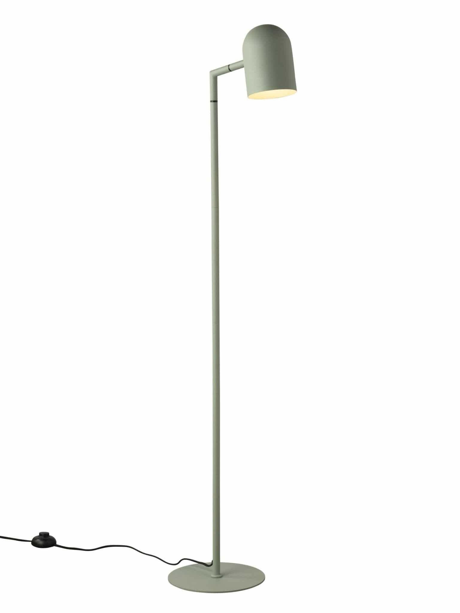 Pia Floor Lamp in sage green with architectural design and adjustable head for bedroom or office lighting