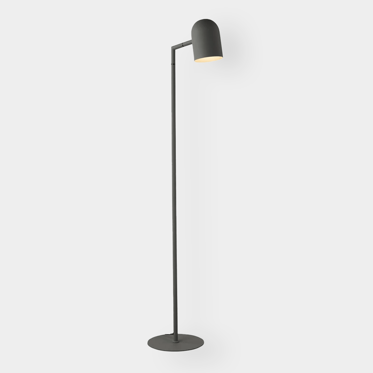 Pia floor lamp in charcoal with architectural lines, footswitch on/off, and modern minimalist design