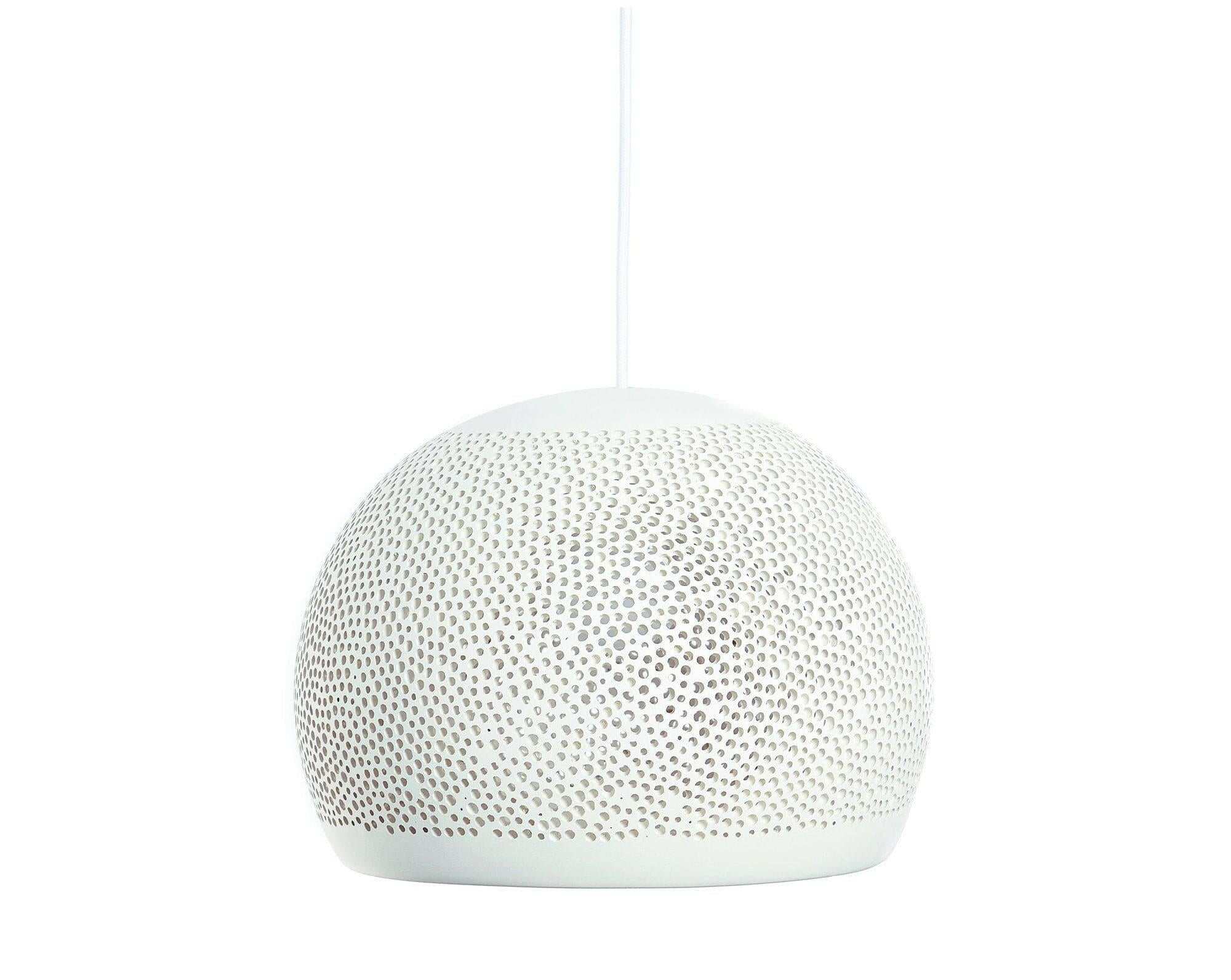 POTT Lighting SpongeUp Pendant in white with textured spongy surface and dome shape