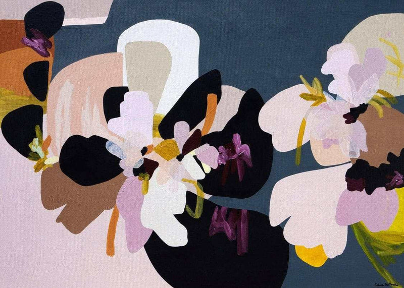 Oak framed Prudence De Marchi abstract floral canvas print 90x120cm