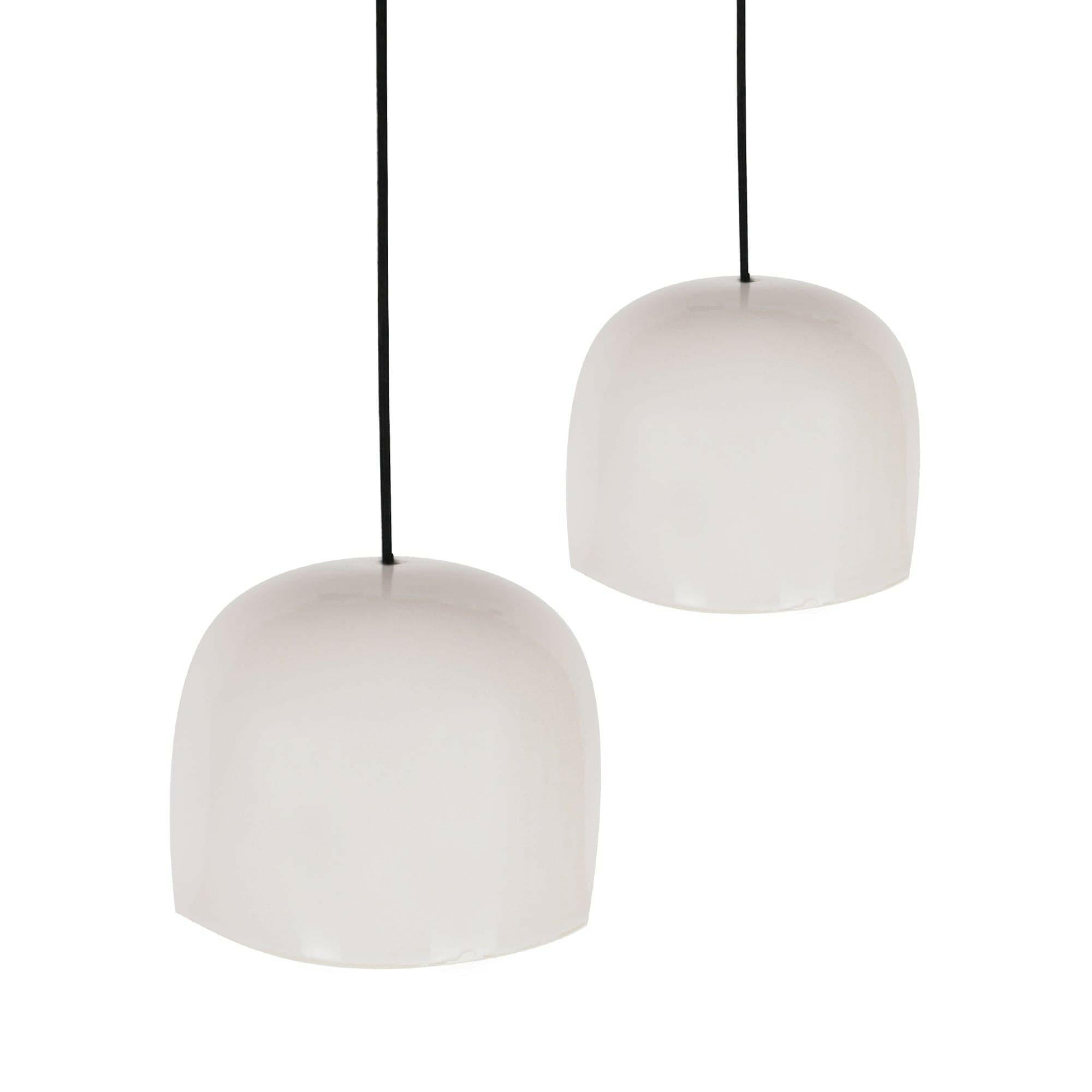 Robert Gordon Bell Light large white ceramic dome pendant with black cord suspension