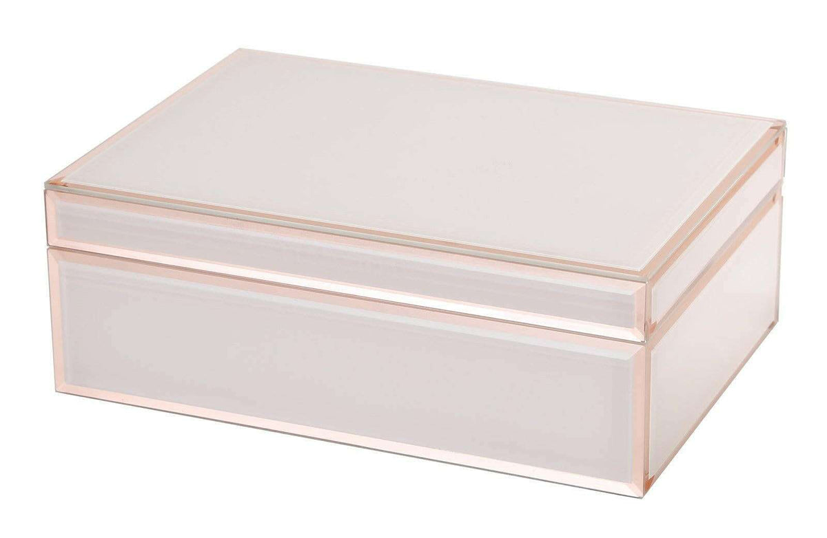 Sara Jewellery Box large blush glass with removable tray and velvet lining for organized storage