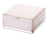 Sara Jewellery Box blush small glass box with bevelled edges and grey velvet lining