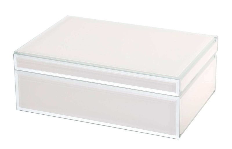 Sara Jewellery Box large nude glass box with grey velvet lining and removable tray for jewelry organization
