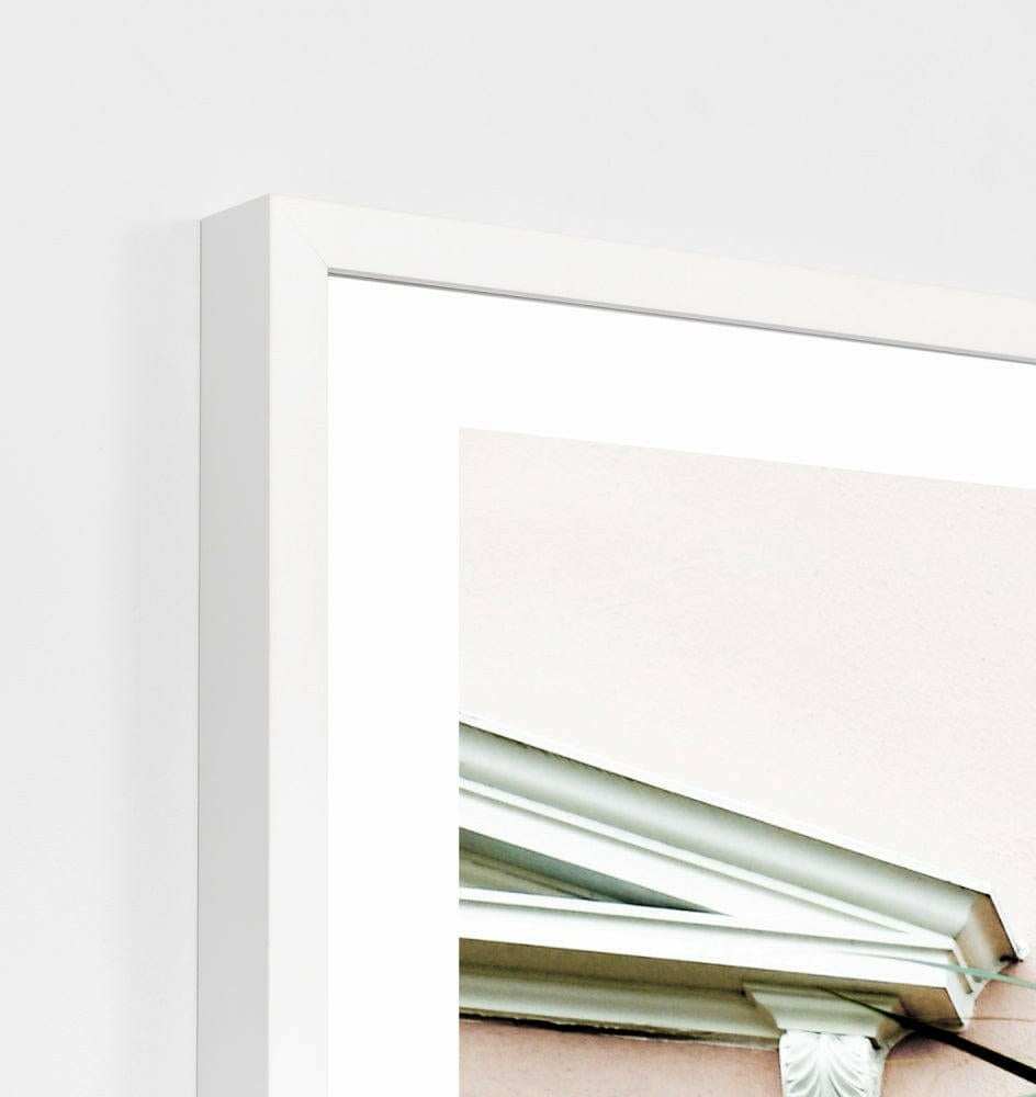 White framed Middle of Nowhere 'Shaded Entrance' photographic print with glass, modern wall art.