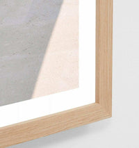 Middle of Nowhere Shadow Lines Print framed in oak with glass, minimalist shadow and light design.