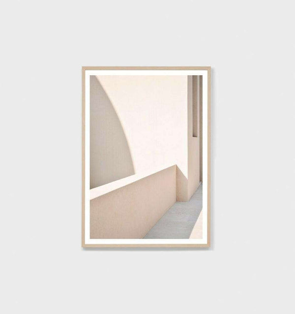 Middle of Nowhere Shadow Lines Print framed photographic art with minimalist architectural shadows in oak frame