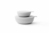 Smoke-colored Styleware Nesting Bowls Collection with snap-tight lids in small and extra small sizes
