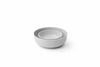 Set of two grey smoke-colored nesting bowls from Styleware Nesting Bowls Collection, lightweight and snap-tight.