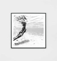 Middle of Nowhere black and white tropical dive photographic print framed in black