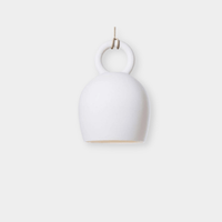 White POTT Lighting Calo Pendant with bell shape and jute rope, handmade in Southern Spain