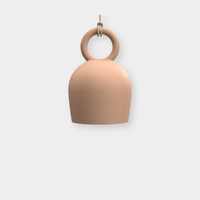 POTT Lighting Calo Pendant in salmon color with bell shape and natural jute rope, handmade ceramic lamp from Southern Spain