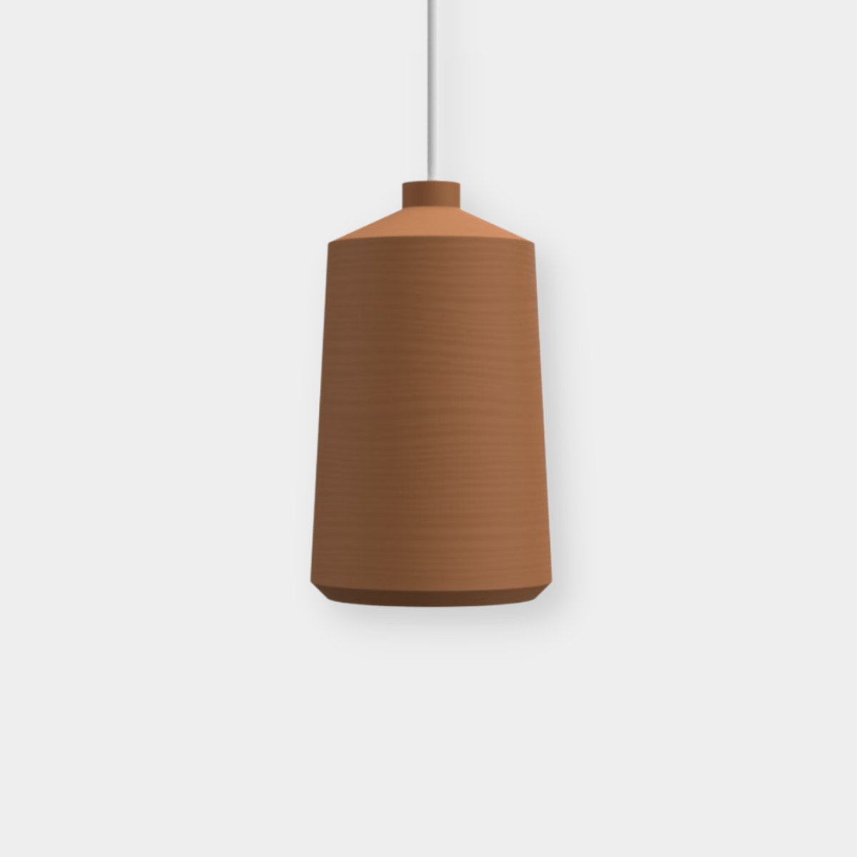 POTT Lighting Flame Pendant terracotta pendant lamp with natural textured exterior and white glazed interior, handmade in Southern Spain