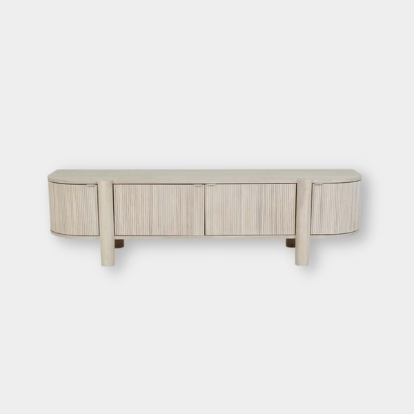 GlobeWest Artie Ripple Entertainment Unit, Whitewash | Norsu Interiors