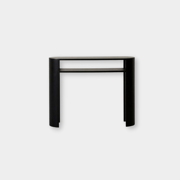 GlobeWest Classique Oval Small Shelf Console, Matt Dark Oak | Norsu Interiors