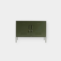 Mustard Made Locker The Lowdown olive green metal storage cabinet with handles and locks