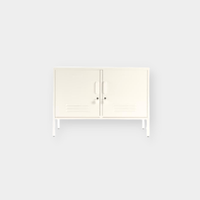 Mustard Made Locker Lowdown Chalk white console storage with handles and locks