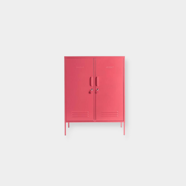 Pink Mustard Made Locker The Midi Berry with two doors, handles, locks, and ventilation vents