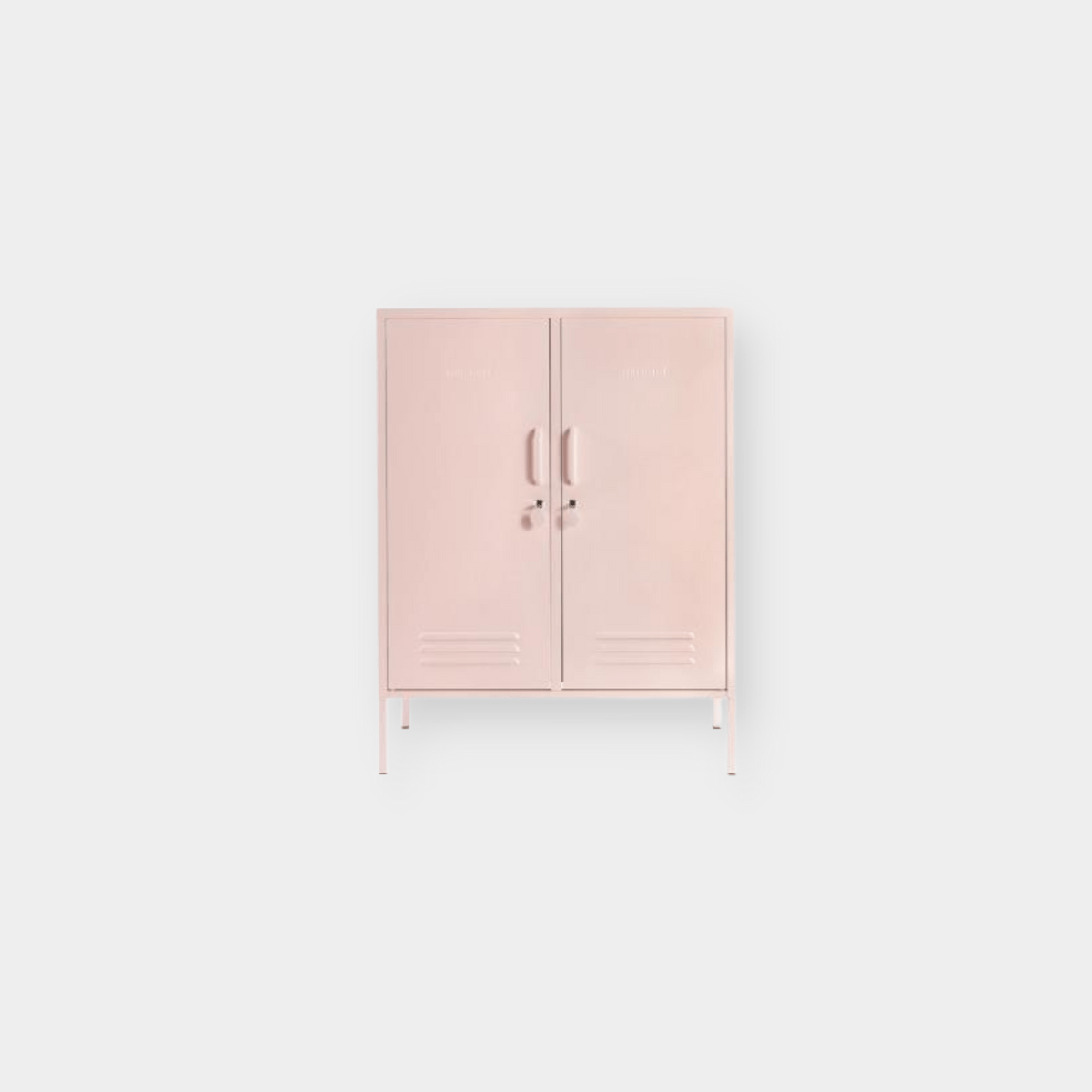 Pink Mustard Made Locker The Midi Blush with two doors, handles, locks, and ventilation vents for versatile storage.