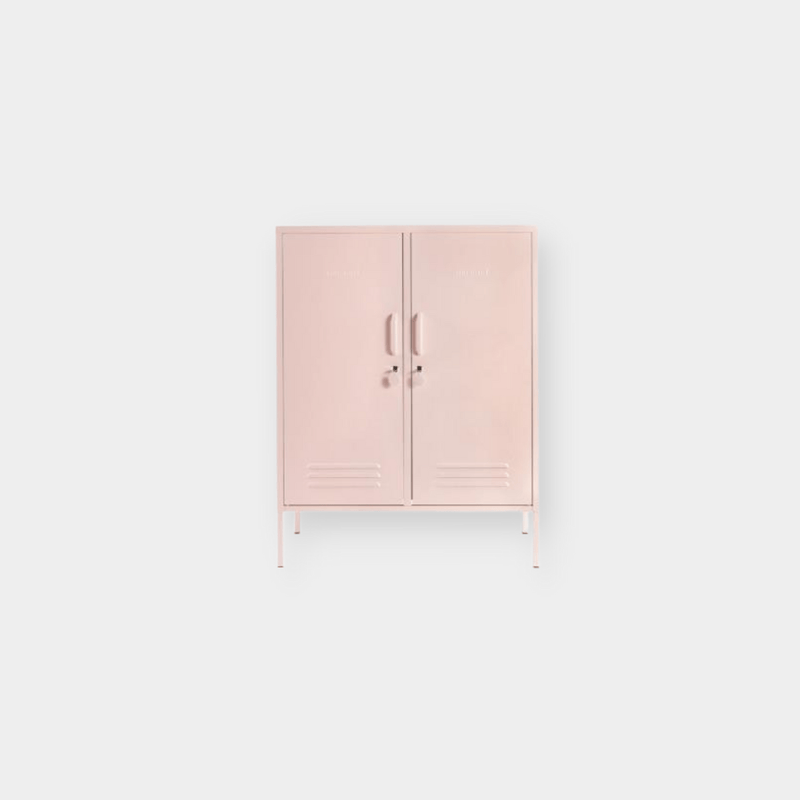 Pink Mustard Made Locker The Midi Blush with two doors, handles, locks, and ventilation vents for versatile storage.