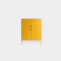 Mustard Made Locker in bright mustard yellow with double doors, handles, and locks for versatile storage.
