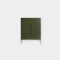 Green Mustard Made Locker The Midi Olive with two doors, handles, locks, and air vents for versatile storage.