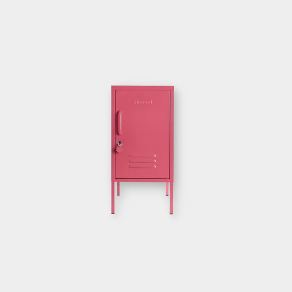 Pink Mustard Made Locker The Shorty Berry with lock, air vents, and handle on slim legs