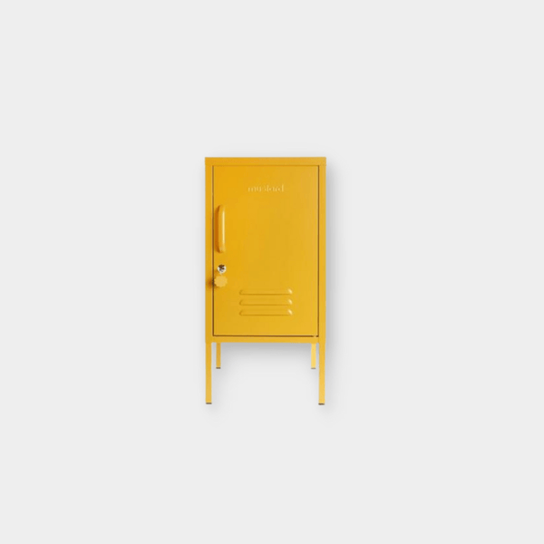 Yellow Mustard Made Locker The Shorty with lock handle and vents, compact storage unit