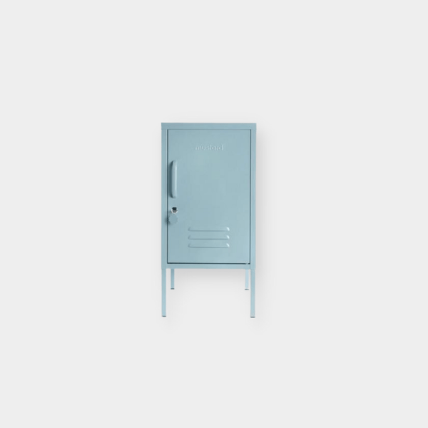 Mustard Made Locker The Shorty Ocean small blue metal storage cabinet with lock and handle