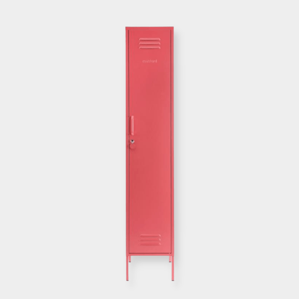 Tall slim pink Mustard Made Locker with vents and lock