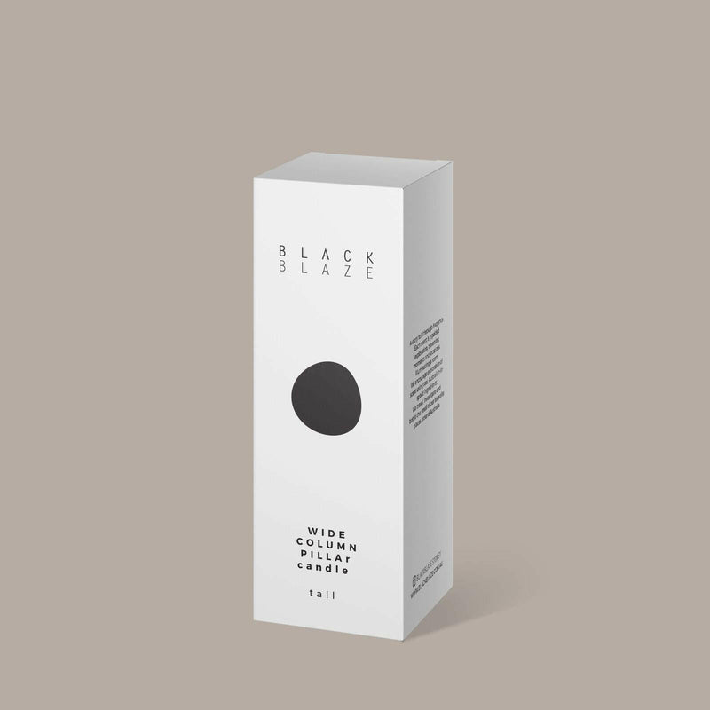 Black Blaze Wide Candle white cream column pillar candle packaging box with minimalist design
