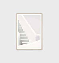 Middle of Nowhere whitewashed steps photographic print framed in oak against a light gray background